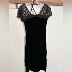 Vintage 1940s Black Lace & Velvet Dress with matching Bolero